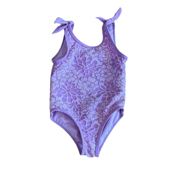 Kensie Girl 1 Pc Fully Lined Swimsuit Sz 2T Purple Floral Bathing Suit Toddler - Picture 1 of 7